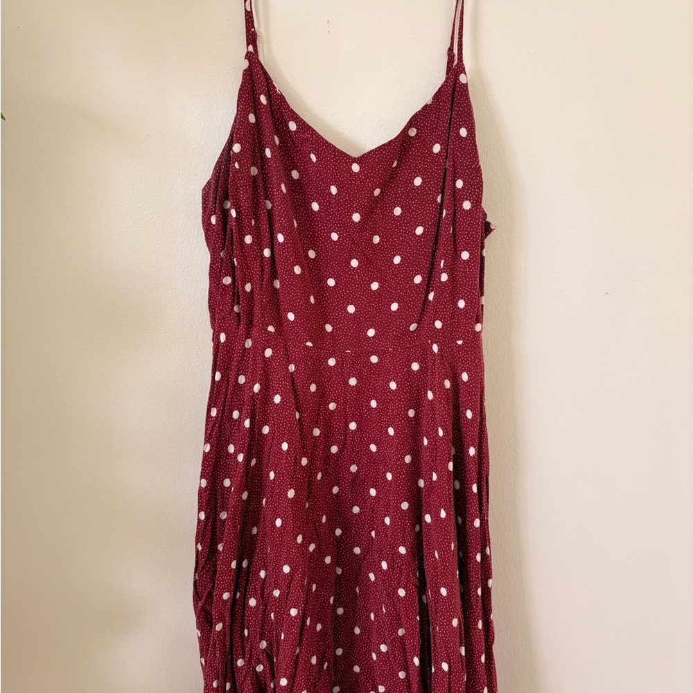 Old Navy Red Textured Top with White Accents